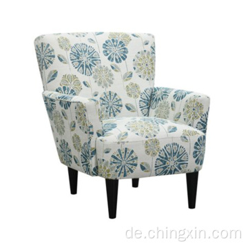 Moderner blaugrüner Multi-Stoff-Sessel mit Massivholzbeinen